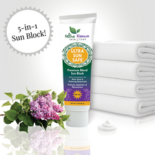 Load image into Gallery viewer, Ultra Sun Safe 3 oz. tube is the best SPF 30 broad spectrum sunblock richly formulated with aloe vera and calming botanicals to effectively protect your skin from both UVA and UVB rays. Ultra Sun Safe is water resistant, non-greasy and safe for baby and kids.