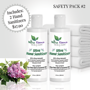 Ultra Hand Sanitizer 62% alcohol to kill most types of bacteria, viruses and fungi, made in the USA