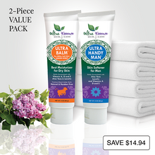 Load image into Gallery viewer, Unscented Ultra Balm 3 oz. tube is the best natural, daily moisturizer for all skin types to give you milky soft skin. Ultra Handy Man 3 oz. tube is the best natural, non-greasy daily moisturizer and skin softener for men for face, body, dry hands and cracked heels.