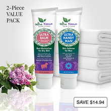 Load image into Gallery viewer, Unscented Ultra Balm 3 oz. tube is the best natural, daily moisturizer for all skin types to give you milky soft skin. Ultra Handy Man 3 oz. tube is the best natural, non-greasy daily moisturizer and skin softener for men for face, body, dry hands and cracked heels.